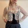 White Lace Tie Up Blouse
